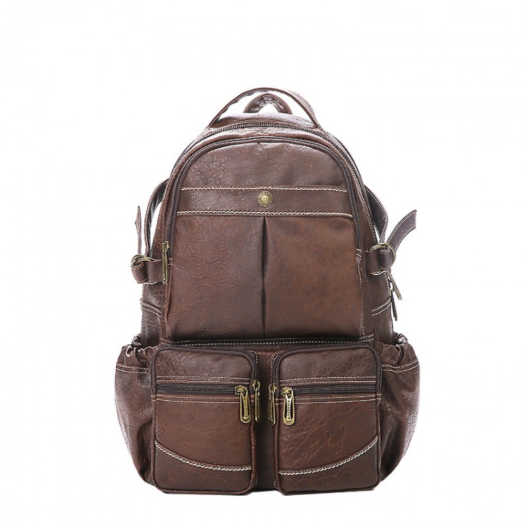 PVC Leather Vintage Waterproof  Traveling Backpack Bag B-45